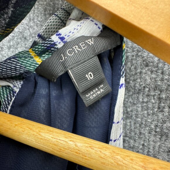 J.Crew‎ Plaid Halter Top Size 10 Tartan Check Tie Back Mock Neck Academia Preppy - Picture 10 of 15